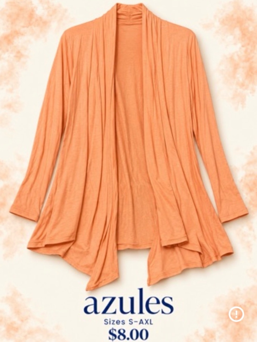 Azules Lightweight Open-Front Cardigan in Peachy Orange